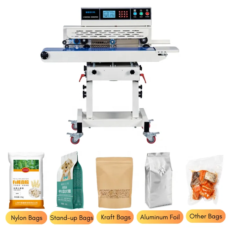 210a smart continuous stainless steel kraft zipper doypack bag sealing machine for sugar commodity packaging gear core