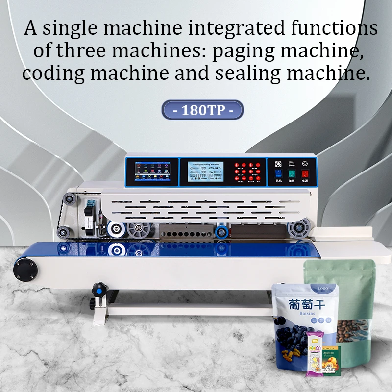tepps 180tp mini horizontal table continuous sealing machine plastic bag band sealers with inkjet coding