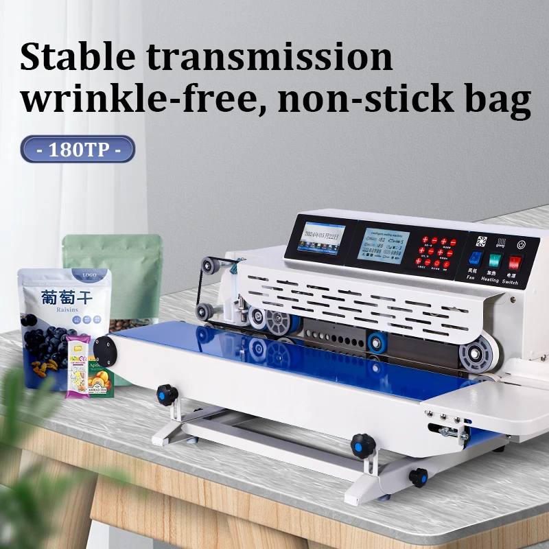 tepps 180tp mini horizontal table continuous sealing machine plastic bag band sealers with inkjet coding
