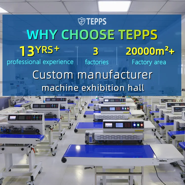 tepps 350qp innovative nitrogen gas flushing band sealer vacuum bag sealing machine coding printing