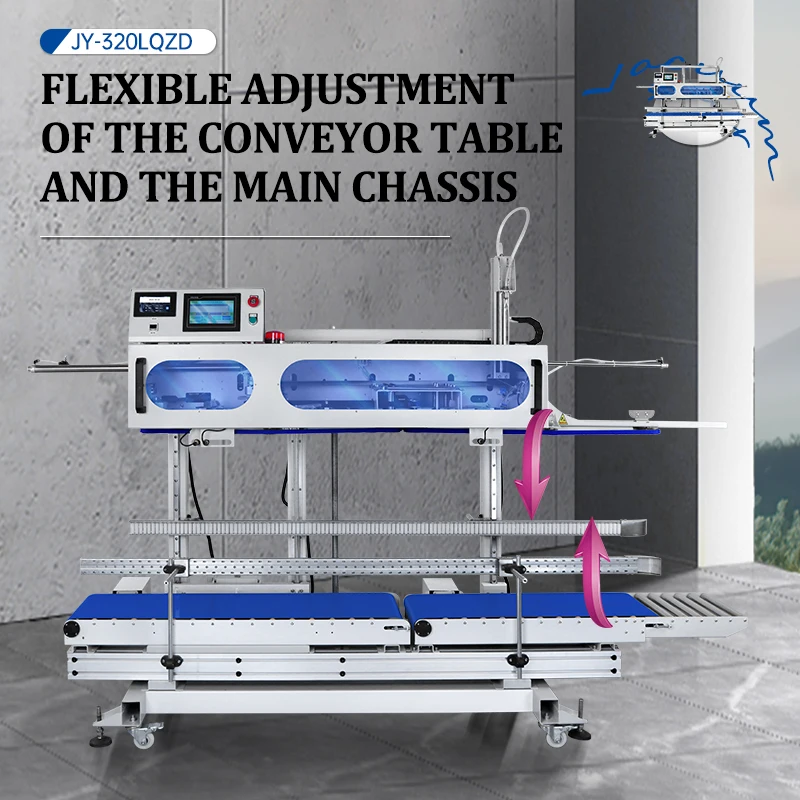 320lqzdp智能连续封口机25kg中国封口机用于铝箔薄膜袋包装 用于土豆茶的智能幻灯片